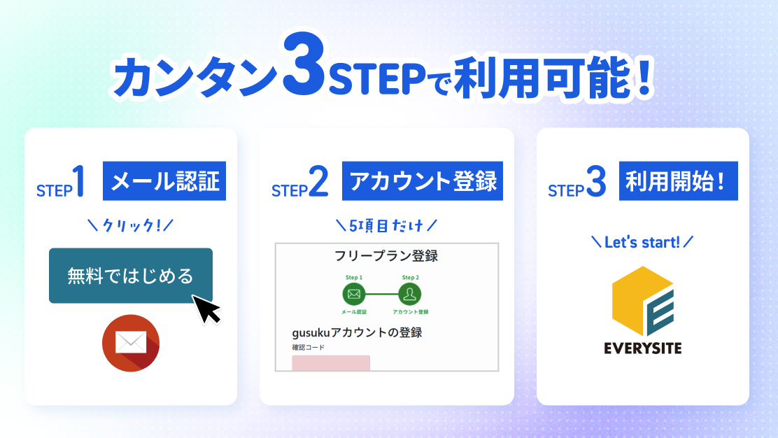 カンタン3STEPで利用可能！